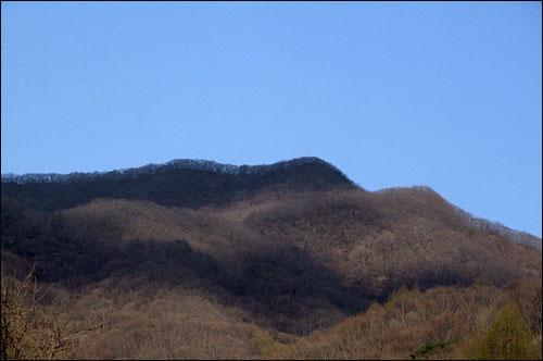 산에서 내려와 마을에서 바라본 하늘이 참 파랗다. 